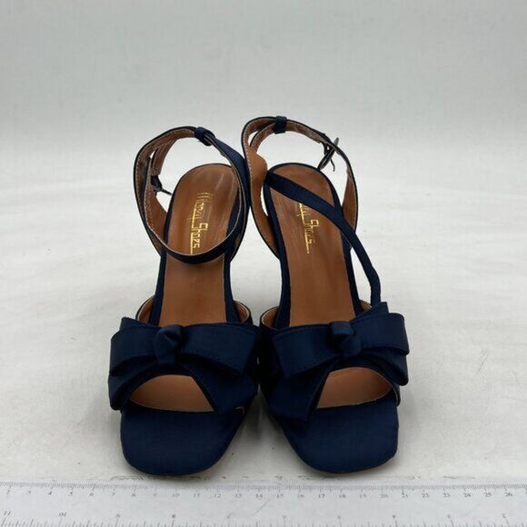 Milooey Navy Open Toe Sandal Cute Bowknots High Heels Ankle Strap Slingback Shoe - Picture 3 of 8